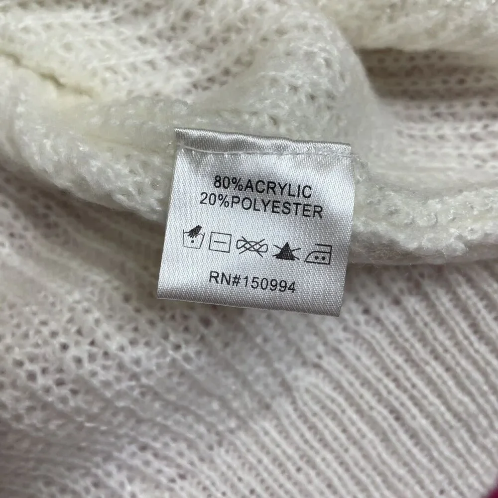 Belle by Belldini Mock Neck Sweater Braid Trim Ivory Size Large